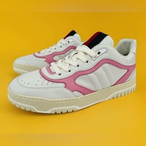 Gucci Re Web Ace Women Sylvie Logo Leather Low Top Sneakers Size EU 40